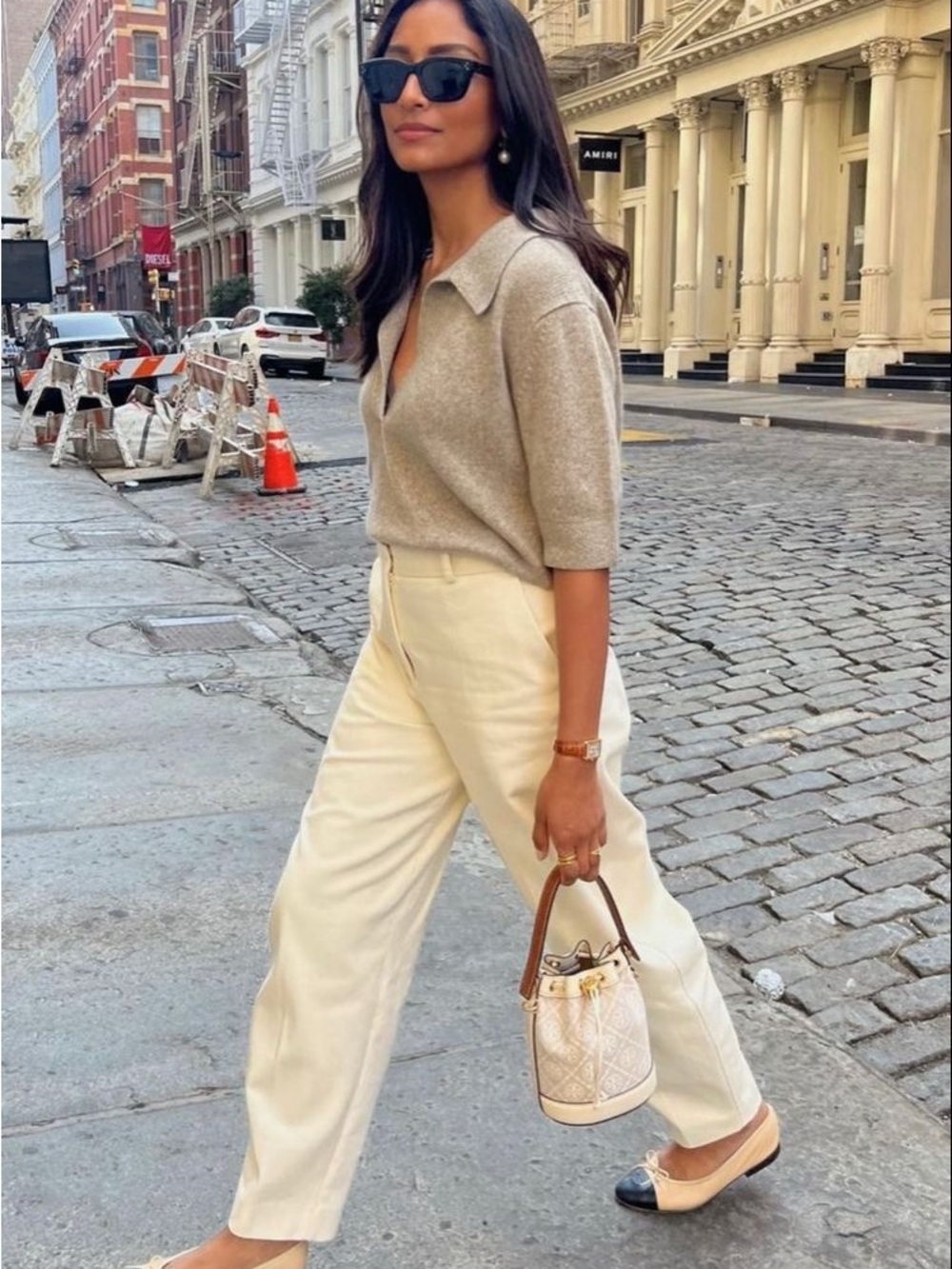 Women's Cream Wide-Leg Pants - Picture 6 of 7
